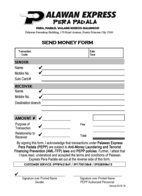 palawan pawnshop send money form